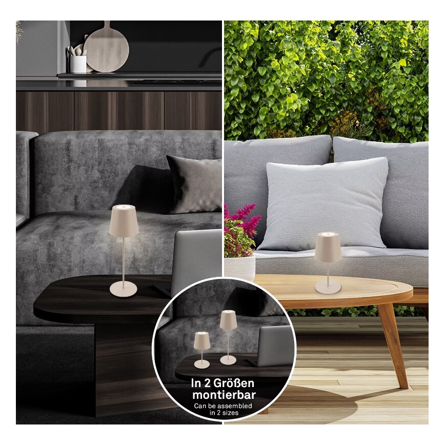 Briloner 7508011 - Regulējama uzlādējamā āra galda lampa 2 vienā LED/2,5W/5V IP44 1200 mAh bēša