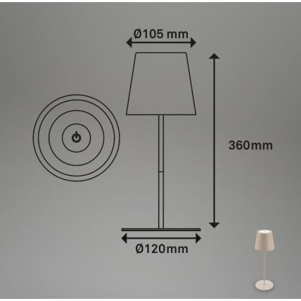 Briloner 7508011 - Regulējama uzlādējamā āra galda lampa 2 vienā LED/2,5W/5V IP44 1200 mAh bēša