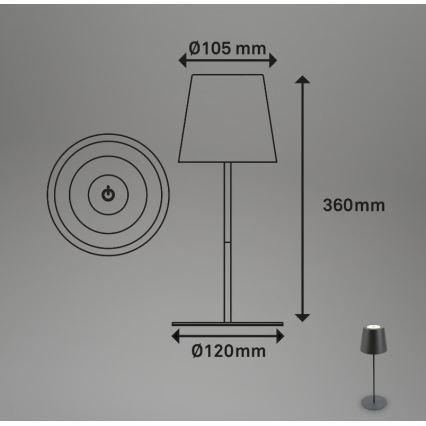 Briloner 7508015 - LED Aptumšojama uzlādējama āra galda lampa 2in1 LED/2,5W/5V IP44 antracīta