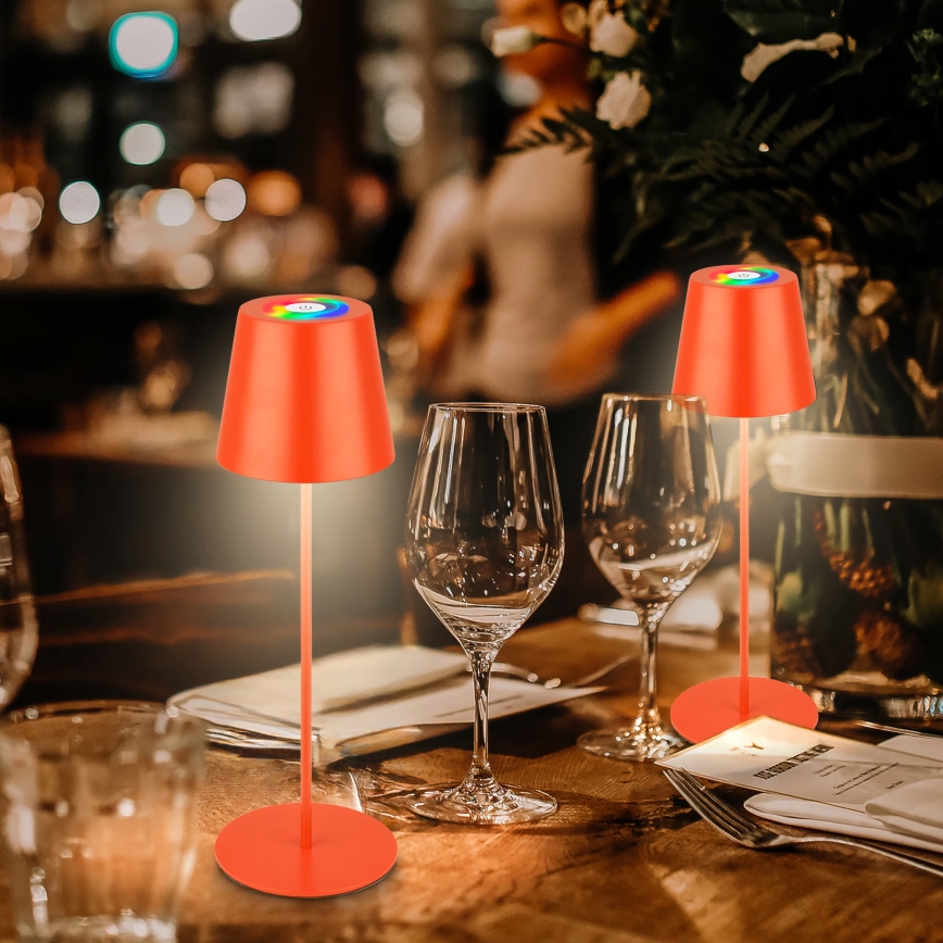 Briloner 7510012 - CALIDA uzlādējamā āra galda lampa LED RGBW ar regulējamu spilgtumu, LED/2,5W/5V IP44 1200 mAh, oranžā
