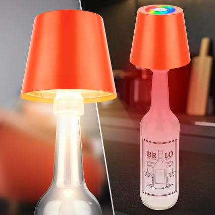 Briloner 7510012 - CALIDA uzlādējamā āra galda lampa LED RGBW ar regulējamu spilgtumu, LED/2,5W/5V IP44 1200 mAh, oranžā