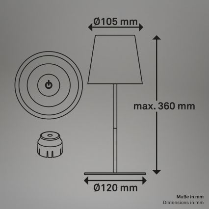 Briloner 7510012 - CALIDA uzlādējamā āra galda lampa LED RGBW ar regulējamu spilgtumu, LED/2,5W/5V IP44 1200 mAh, oranžā