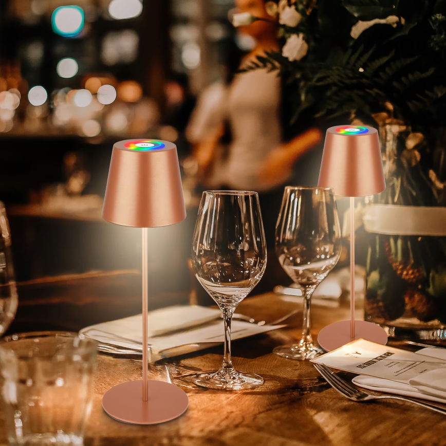 Briloner 7510013 - LED RGBW regulējama ārā lietojama uzlādējama galda lampa CALIDA LED/2,5W/5V IP44 1200 mAh bronzas krāsā