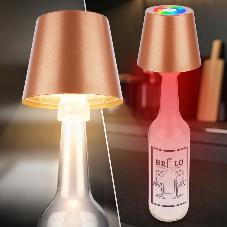 Briloner 7510013 - LED RGBW regulējama ārā lietojama uzlādējama galda lampa CALIDA LED/2,5W/5V IP44 1200 mAh bronzas krāsā
