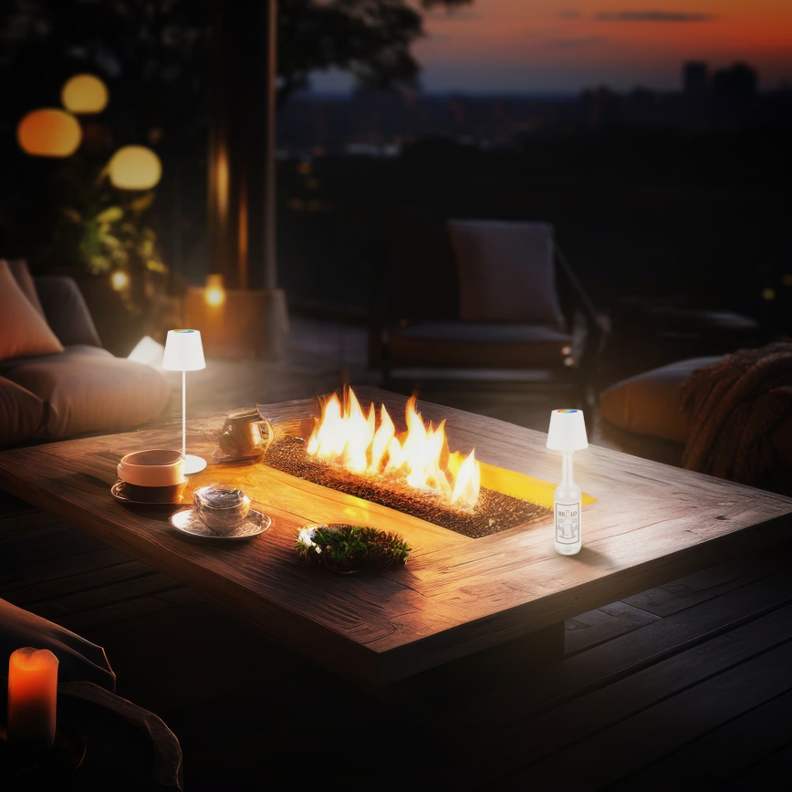 Briloner 7510016 - LED RGBW regulējama āra uzlādējamā galda lampa CALIDA LED/2,5W/5V IP44 1200 mAh balta