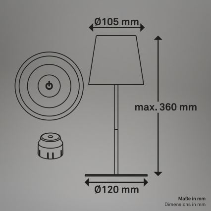 Briloner 7510016 - LED RGBW regulējama āra uzlādējamā galda lampa CALIDA LED/2,5W/5V IP44 1200 mAh balta
