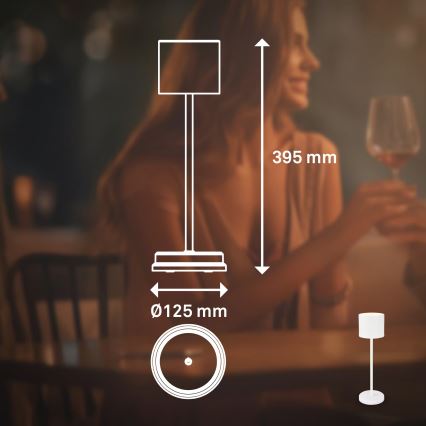 Briloner 7521016 - SIGO LED uzlādējama āra galda lampa ar regulējamu spilgtumu LED/2,5W/5V IP44 2600 mAh balta