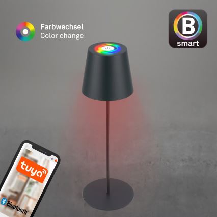 Briloner 7559015 - LED RGB ar regulējamu spilgtumu, uzlādējama āra galda lampa COLORIS LED/3,5W/5V IP44 2000 mAh antracīts Wi-Fi Tuya