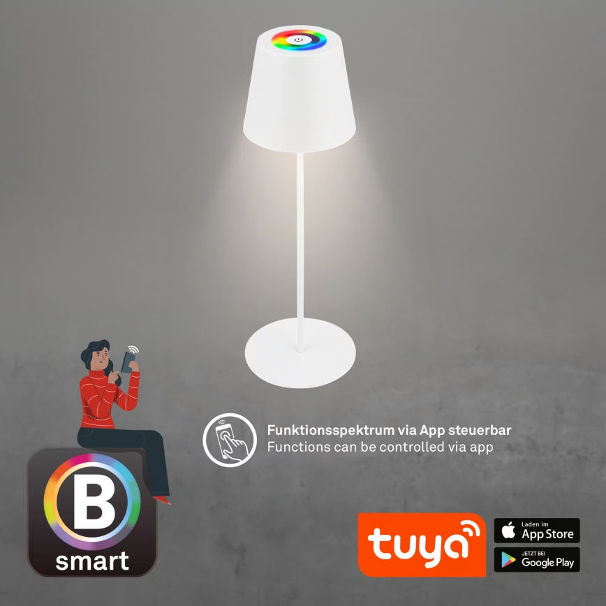 Briloner 7559016 - LED RGB ar regulējamu spilgtumu, uzlādējama āra galda lampa COLORIS LED/3,5W/5V IP44 2000 mAh Wi-Fi Tuya