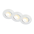 Briloner 7586036 - KOMPLEKTS 3x LED vannas istabas iebūvējami griestu gaismekļi KLIRA 1xLED/4,9W/230V 2500/3000/4000K IP23 balti
