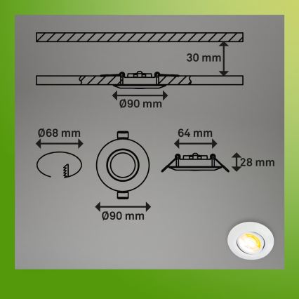Briloner 7586036 - komplekts 3x LED vannas istabas iebūvējamie griestu gaismekļi KLIRA LED/4,9W/230V 2500/3000/4000K IP23 balti