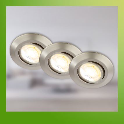Briloner 7587032 - Komplekts 3x dimmējami LED vannas istabas iebūvējamie griestu gaismekļi KLIRA LED/4,9W/230V 2500/3000/4000K IP23, matēta hroma apdare
