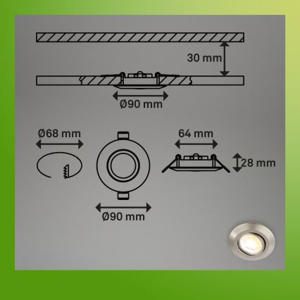 Briloner 7587032 - Komplekts 3x dimmējami LED vannas istabas iebūvējamie griestu gaismekļi KLIRA LED/4,9W/230V 2500/3000/4000K IP23, matēta hroma apdare