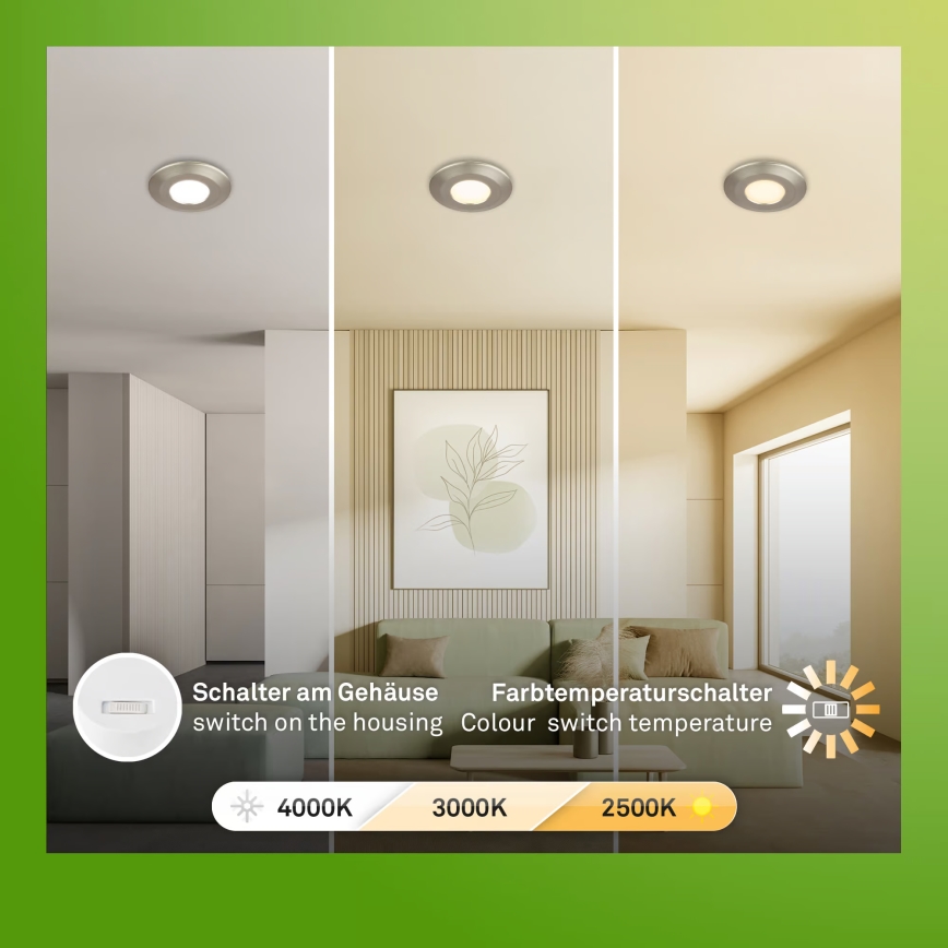 Briloner 7588032 - Komplekts 3x LED vannasistabas iebūvējamie gaismekļi KLIRA LED/4,9W/230V 2500/3000/4000K IP44 matēts hroms