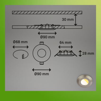 Briloner 7588032 - Komplekts 3x LED vannasistabas iebūvējamie gaismekļi KLIRA LED/4,9W/230V 2500/3000/4000K IP44 matēts hroms