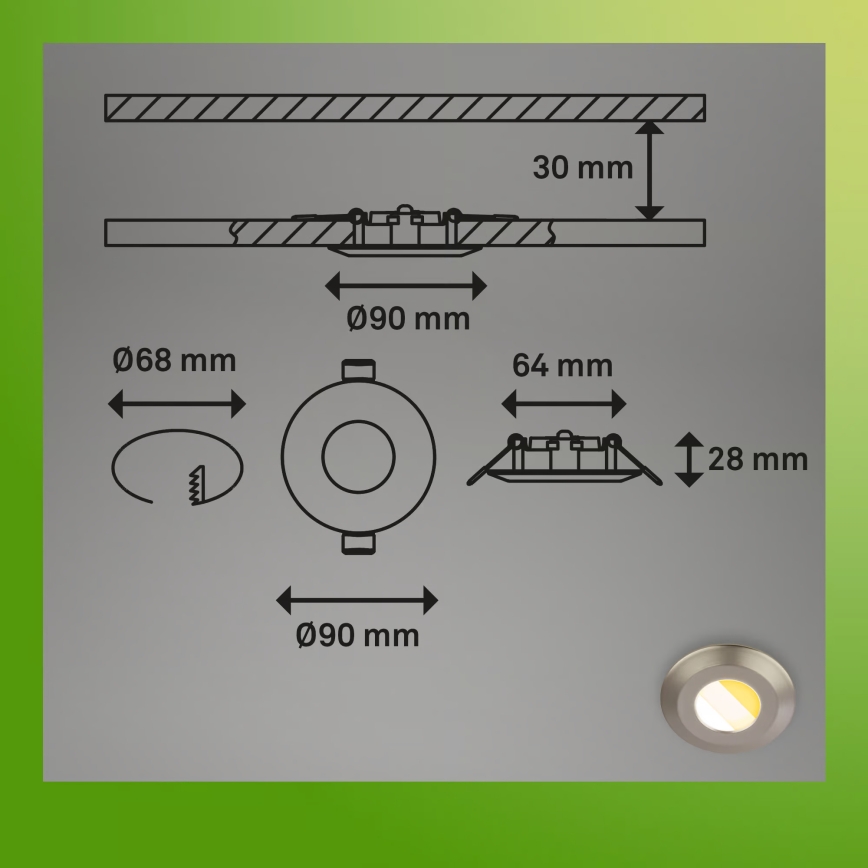 Briloner 7588032 - Komplekts 3x LED vannasistabas iebūvējamie gaismekļi KLIRA LED/4,9W/230V 2500/3000/4000K IP44 matēts hroms