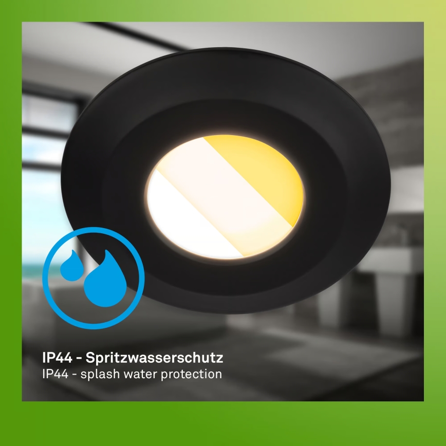 Briloner 7588035 - KOMPLEKTS 3x LED vannas istabas iebūvējamais griestu gaismeklis KLIRA LED/4,9W/230V 2500/3000/4000K IP44 melns