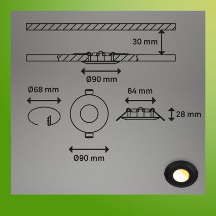 Briloner 7588035 - KOMPLEKTS 3x LED vannas istabas iebūvējamais griestu gaismeklis KLIRA LED/4,9W/230V 2500/3000/4000K IP44 melns
