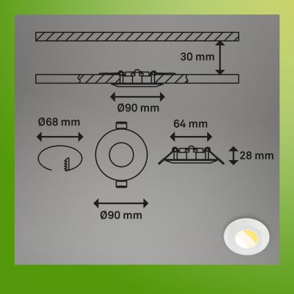 Briloner 7588036 - KOMPLEKTS 3x LED vannasistabas iebūvējamie griestu gaismekļi KLIRA LED/4,9W/230V 2500/3000/4000K IP44 balti