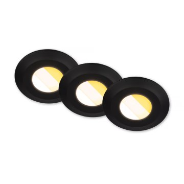 Briloner 7589035 - KOMPLEKTS 3xLED Aptumšojams vannas istabas griestu iebūvējamais gaismeklis KLIRA 1xLED/4,9W/230V 2500/3000/4000K IP44 melns