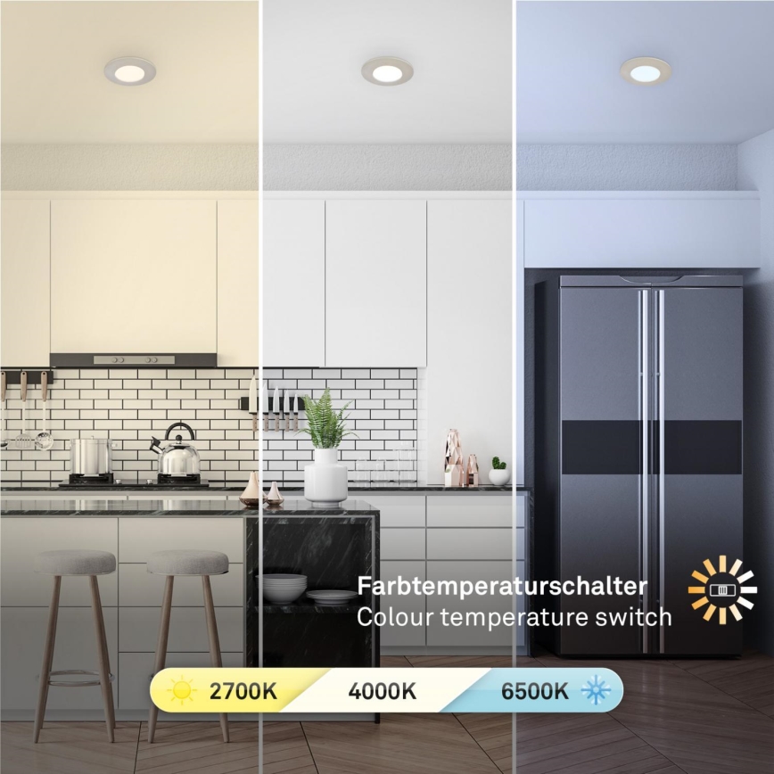Briloner 7598032 - KOMPLEKTS 3x LED Iegremdējama vannas istabas lampa LED/4,9W/230V IP44 2700/4000/6500K matēts hroms
