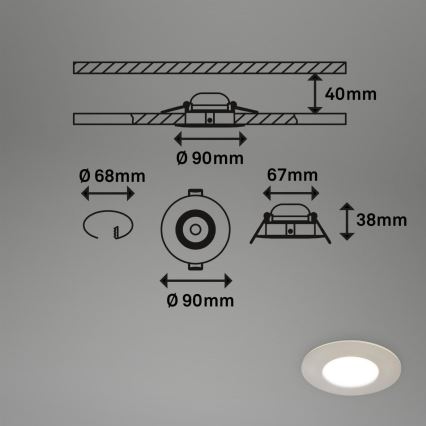 Briloner 7598032 - KOMPLEKTS 3x LED Iegremdējama vannas istabas lampa LED/4,9W/230V IP44 2700/4000/6500K matēts hroms