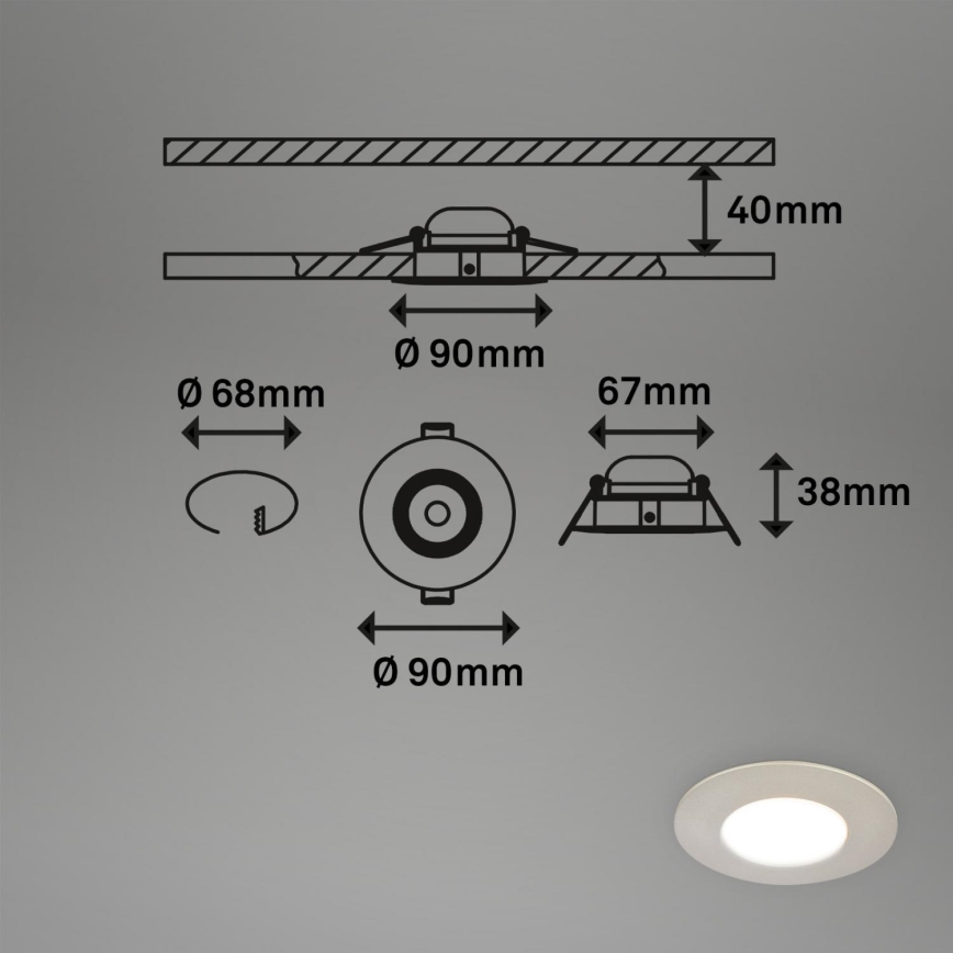 Briloner 7598032 - KOMPLEKTS 3x LED Iegremdējama vannas istabas lampa LED/4,9W/230V IP44 2700/4000/6500K matēts hroms