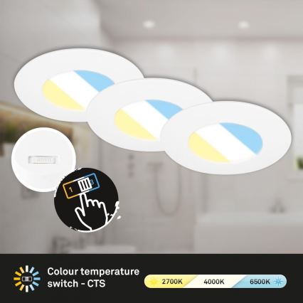 Briloner 7598036 - KOMPLEKTS 3x LED Iegremdējama vannas istabas lampa LED/4,9W/230V IP44 2700/4000/6500K balta