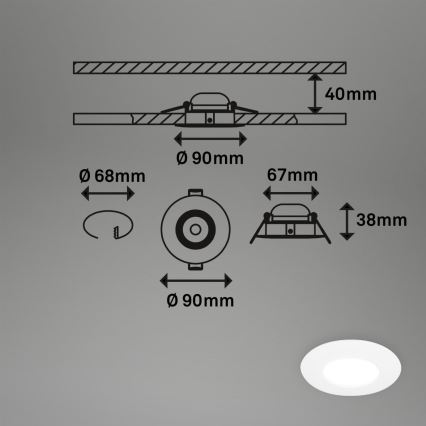 Briloner 7598036 - KOMPLEKTS 3x LED Iegremdējama vannas istabas lampa LED/4,9W/230V IP44 2700/4000/6500K balta