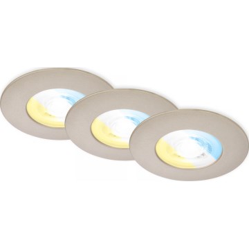 Briloner 7605032 - 3xLED komplekts: vannas istabas iebūvējamais griestu gaismeklis 3xLED/4,9W/230V 2700/4000/6500K IP44 matēts hroms