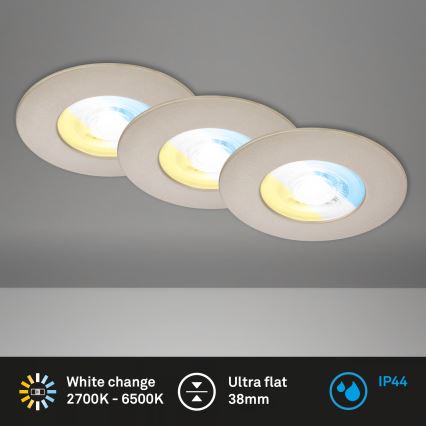Briloner 7605032 - 3xLED komplekts: vannas istabas iebūvējamais griestu gaismeklis 3xLED/4,9W/230V 2700/4000/6500K IP44 matēts hroms