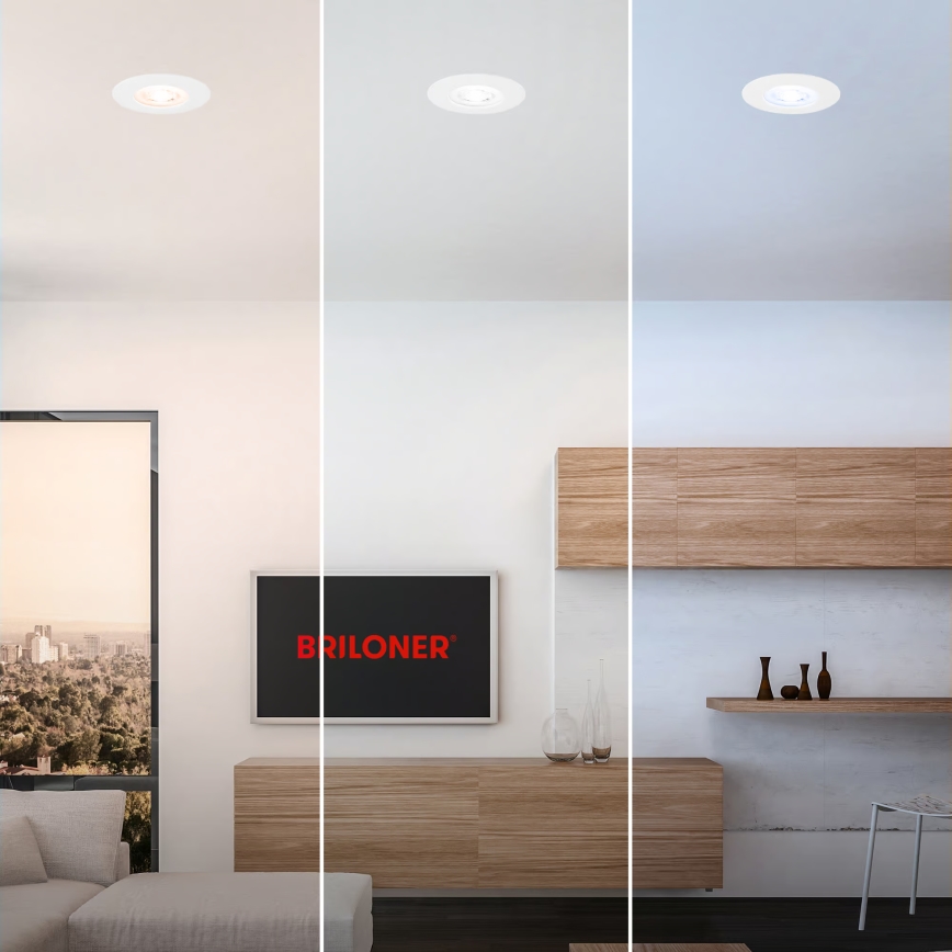 Briloner 7605036 - Komplekts 3xLED vannas istabas iebūvējamie griestu gaismekļi 3xLED/4,9W/230V 2700/4000/6500K IP44 balti