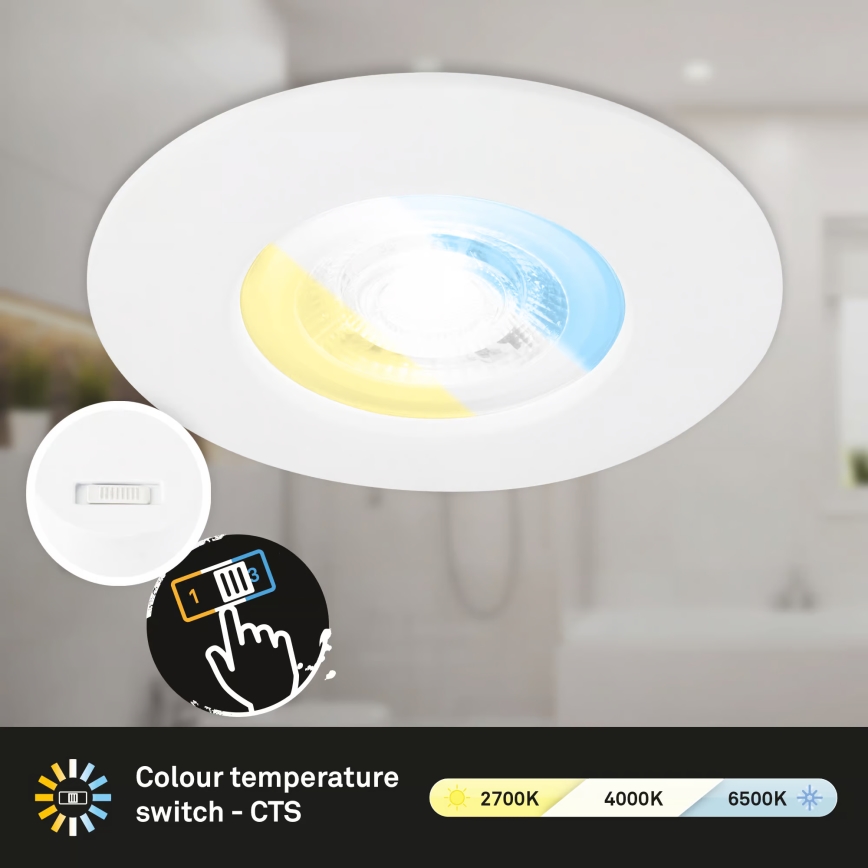 Briloner 7605036 - Komplekts 3x LED vannas istabas iebūvējamie griestu gaismekļi LED/4,9W/230V 2700/4000/6500K IP44 balti