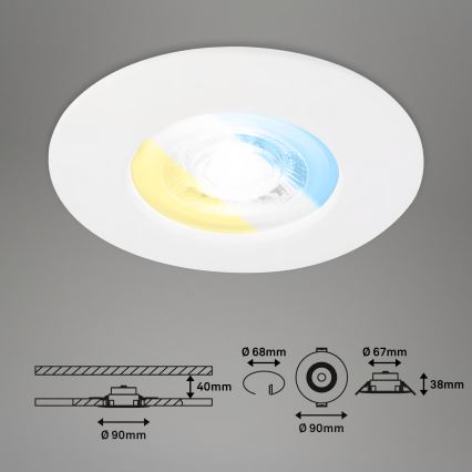 Briloner 7605036 - Komplekts 3x LED vannas istabas iebūvējamie griestu gaismekļi LED/4,9W/230V 2700/4000/6500K IP44 balti