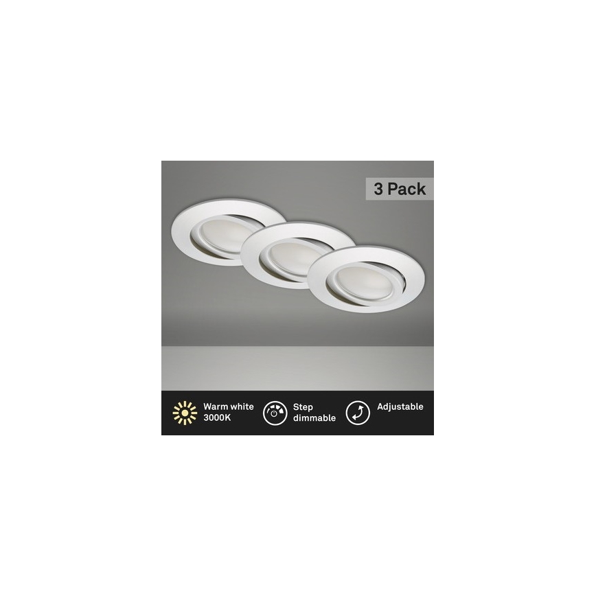 Briloner 8309-039 - KOMPLEKTS 3x LED Aptumšojama iegremdējama vannas istabas lampa LED/5W/230V IP23