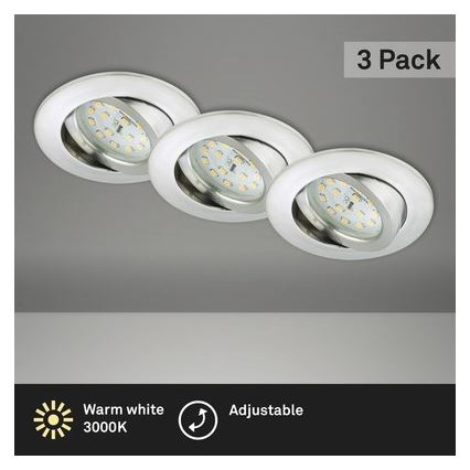 Briloner 8312-039 - KOMPLEKTS 3x LED Iegremdējama vannas istabas lampa LED/5W/230V IP23