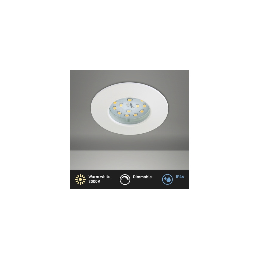 Briloner 8316-016 - Dimējams LED vannas istabas iebūvējamais griestu gaismeklis LED/5,5W/230V IP44 balts