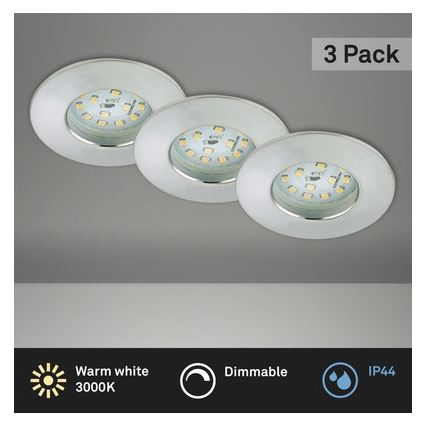 Briloner 8316-039-KOMPLEKTS 3x LED Aptumšojama iegremdējama vannas istabas lampa LED/5,5W/230V IP44