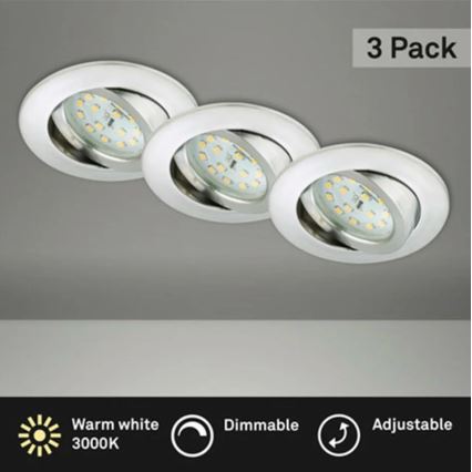 Briloner 8317-039-KOMPLEKTS 3x LED Aptumšojama iegremdējama vannas istabas lampa LED/5,5W/230V IP23