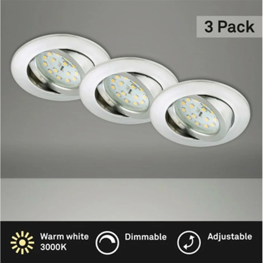 Briloner 8317-039-KOMPLEKTS 3x LED Aptumšojama iegremdējama vannas istabas lampa LED/5,5W/230V IP23