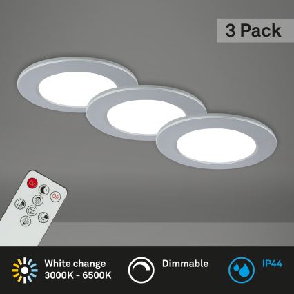 Briloner - KOMPLEKTS 3x LED Aptumšojama iegremdējama vannas istabas lampa LED/4,8W/230V 3000-6500K IP44 + tālvadības pults