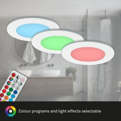 Briloner - KOMPLEKTS 3x RGBW LED Aptumšojama iegremdējama vannas istabas lampa LED/4,8W/230V 3000-6500K IP65 + tālvadības pults
