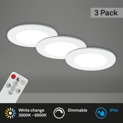 Briloner - KOMPLEKTS 3x LED Aptumšojama iegremdējama vannas istabas lampa LED/4,8W/230V 3000-6500K IP44 + tālvadības pults