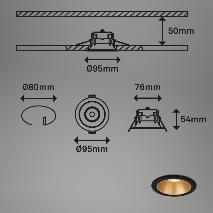 Briloner - KOMPLEKTS 3x LED Iegremdējama vannas istabas lampa LED/4,9W/230V IP44