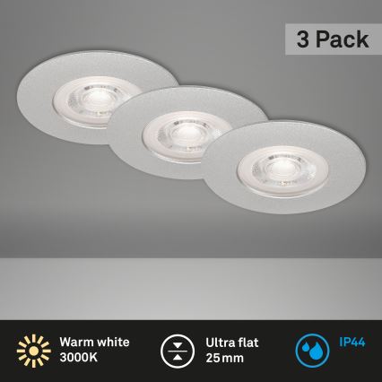 Briloner- KOMPLEKTS 3x LED Iegremdējama vannas istabas lampa LED/4,9W/230V IP44 sudraba