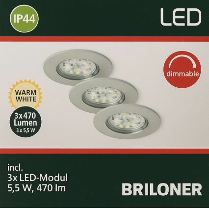 Briloner - KOMPLEKTS 3x LED Aptumšojama iegremdējama vannas istabas lampa LED/5,5W/230V IP44