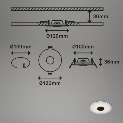 Briloner - KOMPLEKTS 3x LED Iegremdējama vannas istabas lampa LED/6W/230V IP44 melna