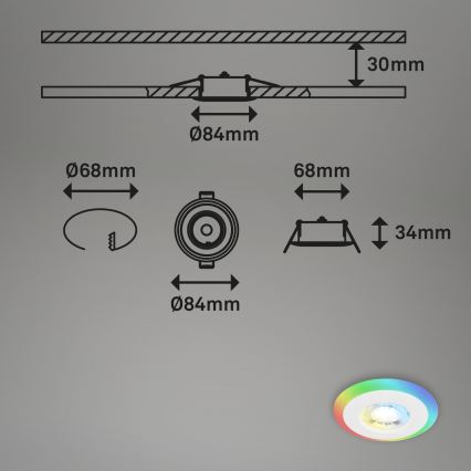 Briloner - KOMPLEKTS 3x LED RGBW Aptumšojama vannas istabas piekaramo griestu lampa LED/5W/230V 3000-6500K IP44 + tālvadības pults