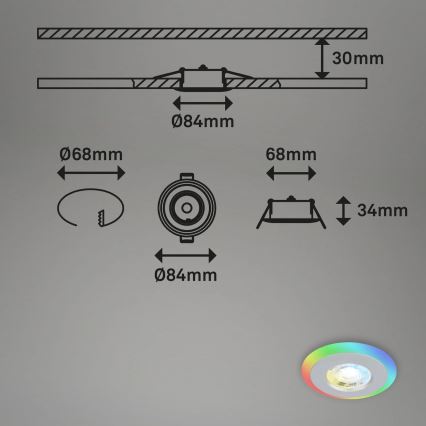 Briloner - KOMPLEKTS 3x LED RGBW Aptumšojama vannas istabas piekaramo griestu lampa LED/5W/230V 3000-6500K IP44 + tālvadības pults