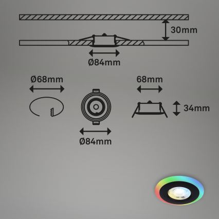 Briloner - KOMPLEKTS 3x LED RGBW Aptumšojama vannas istabas piekaramo griestu lampa LED/5W/230V 3000-6500K IP44 + tālvadības pults